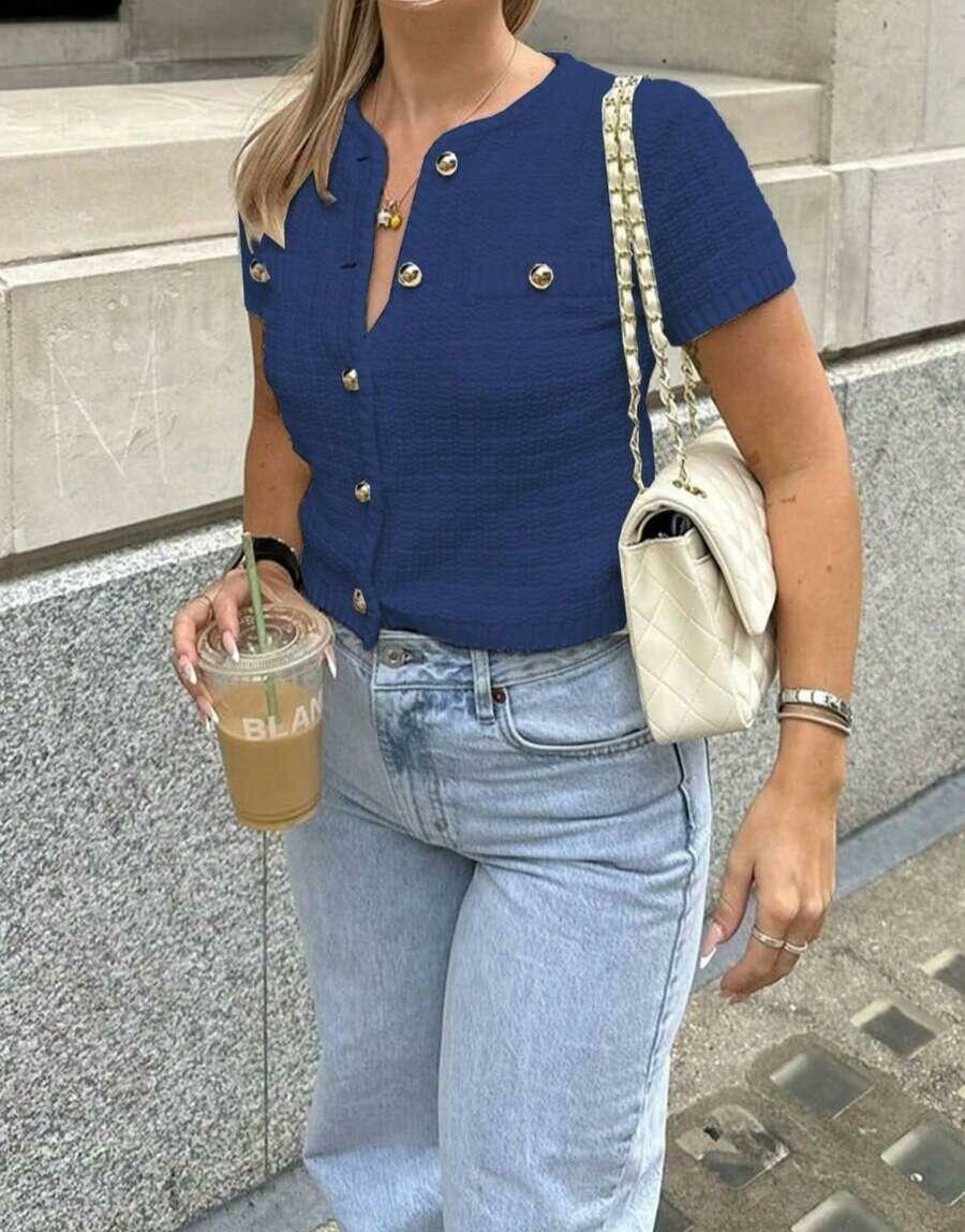  dzianinowy top guziki 