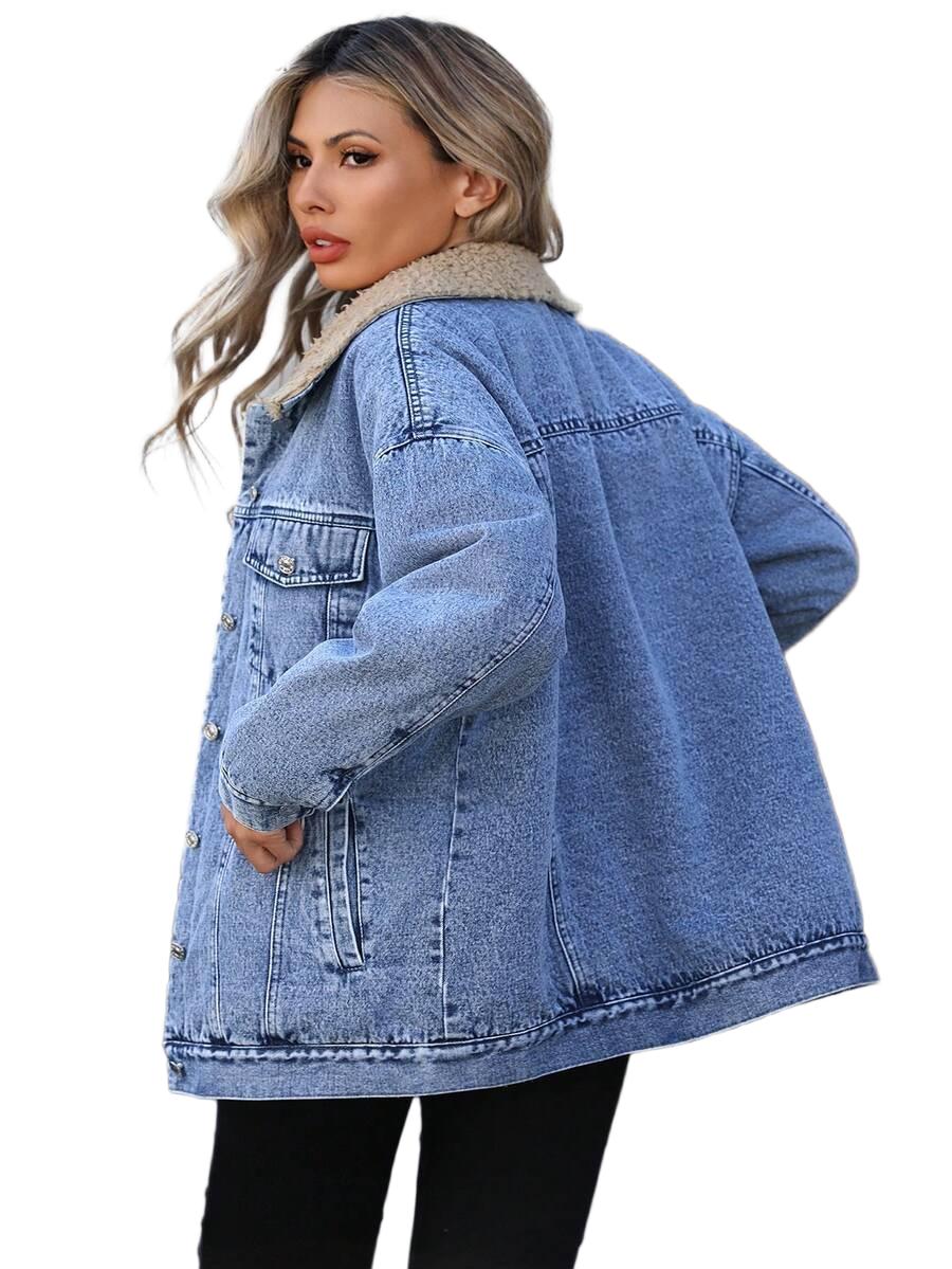 NIEBIESKA KURTKA JEANS kołnierzyk