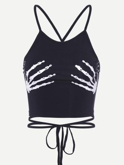 czarny top print