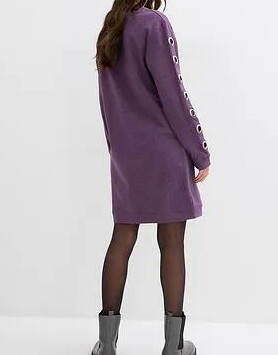SUKIENKA DRESOWA PLUS SIZE OKRĄGŁY DEKOLT DŁUGI RĘKAW BAWEŁNA