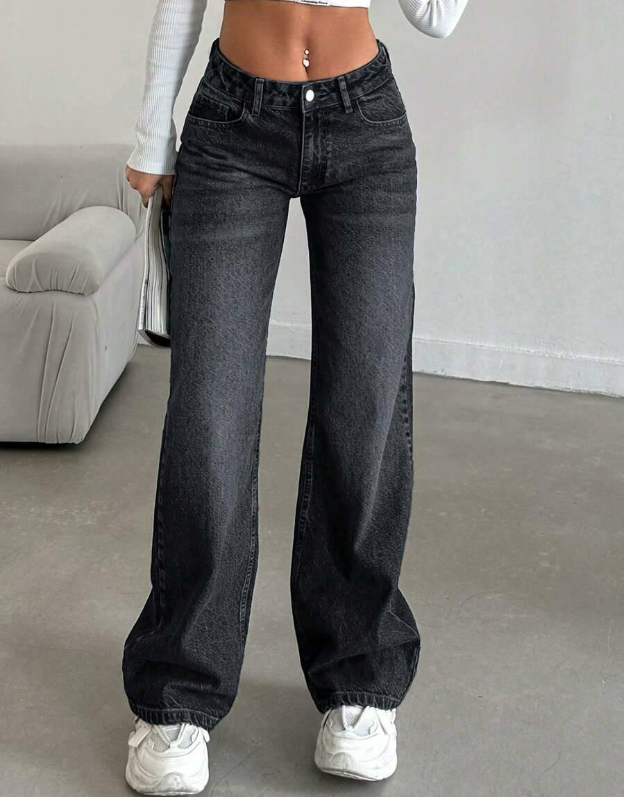 CZARNE SPODNIE JEANS