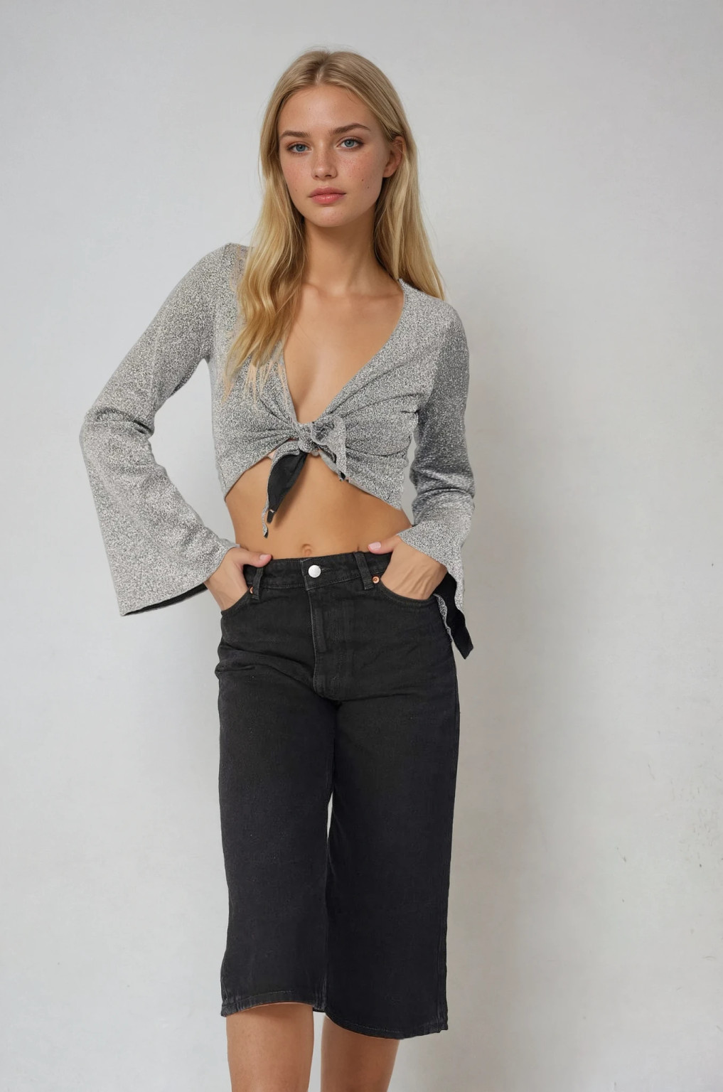 CZARNE KRÓTKIE SPODENKI BERMUDY JEANS