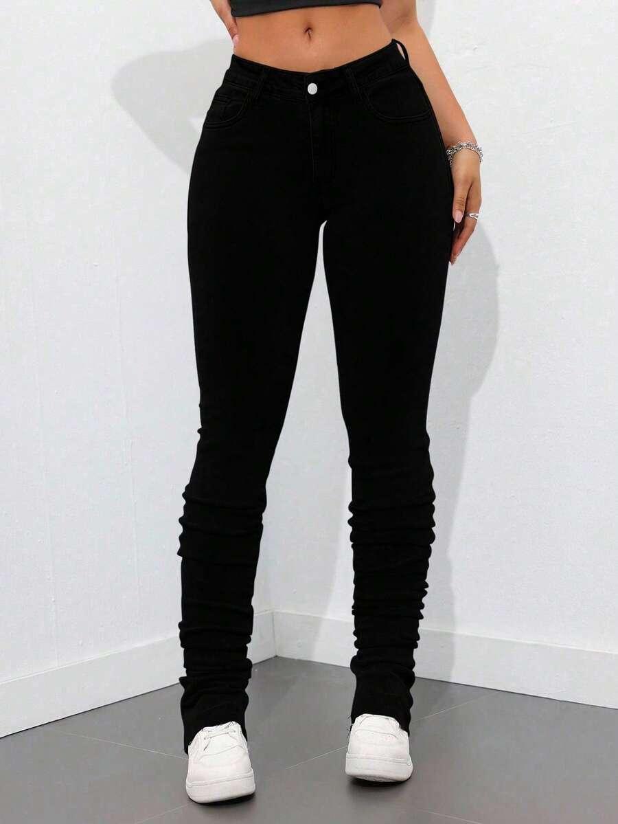 CZARNE SPODNIE JEANS