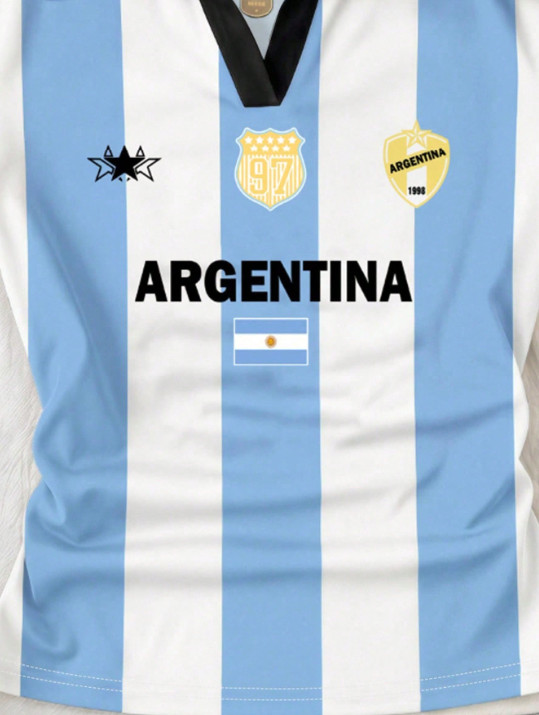 top kołnierzyk kontrast marszczenia argentina team