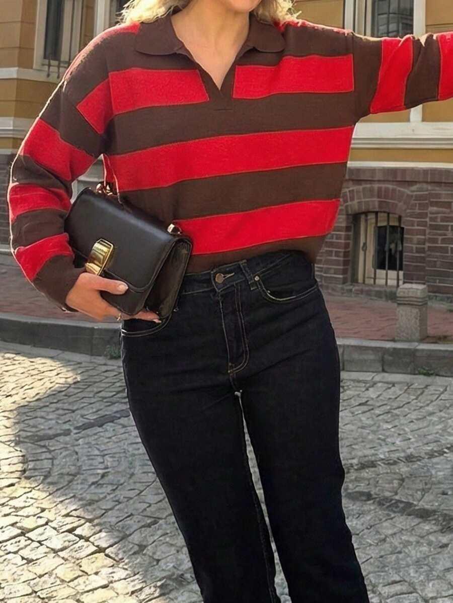 sweter w paski