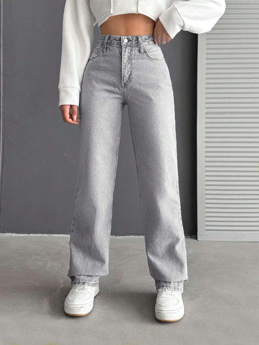 SZARE SPODNIE JEANS