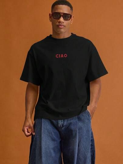 czarny t-shirt napis ciao