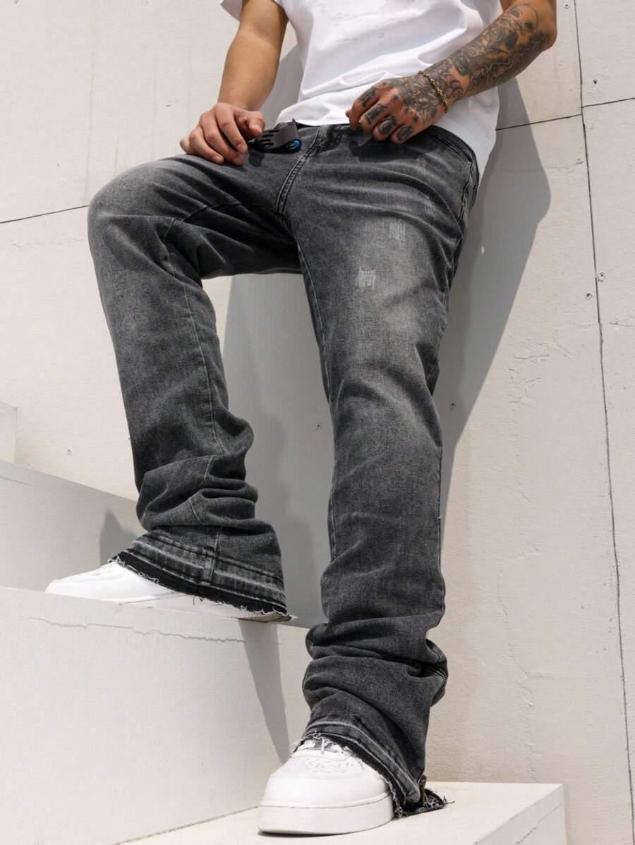 SZARE SPODNIE JEANS KIESZENIE