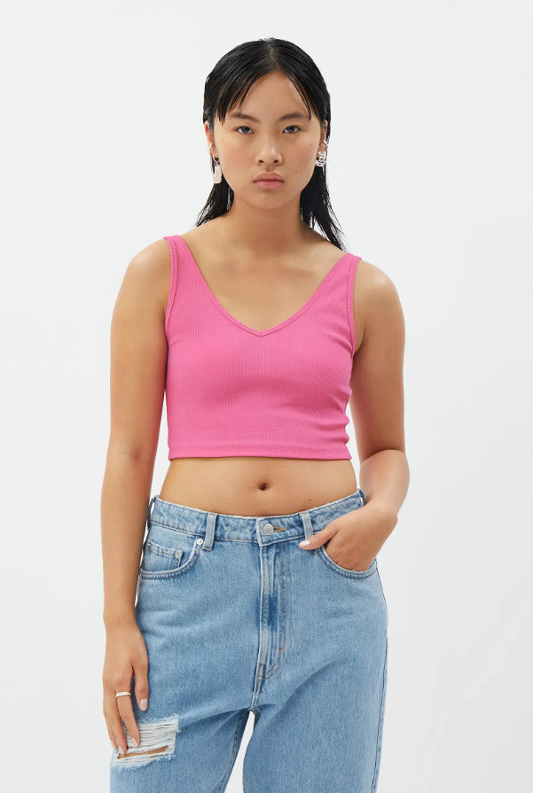 RÓŻOWY CROP TOP W PRĄŻKI