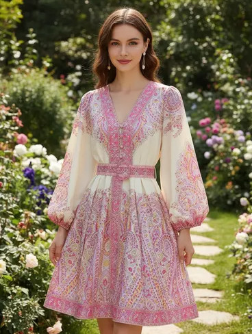 mini sukienka v neck wzór