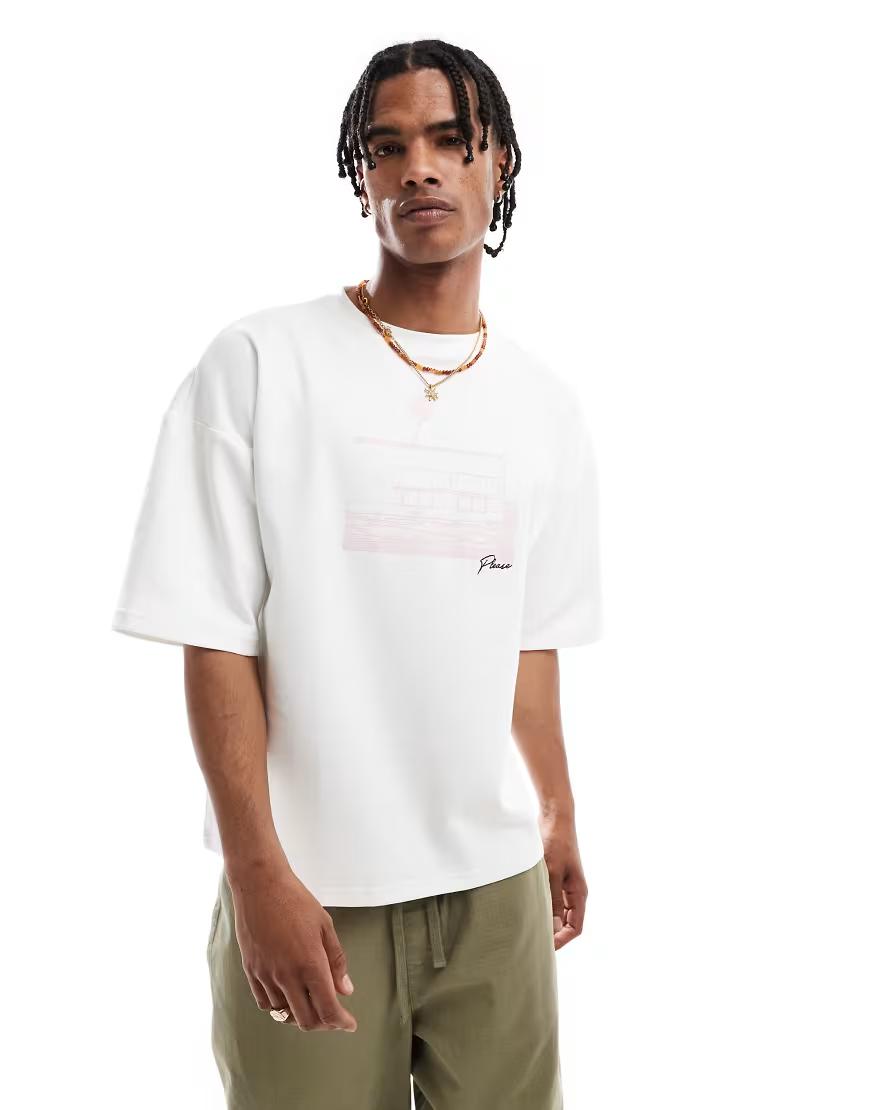 BIAŁY T-SHIRT NADRUK 