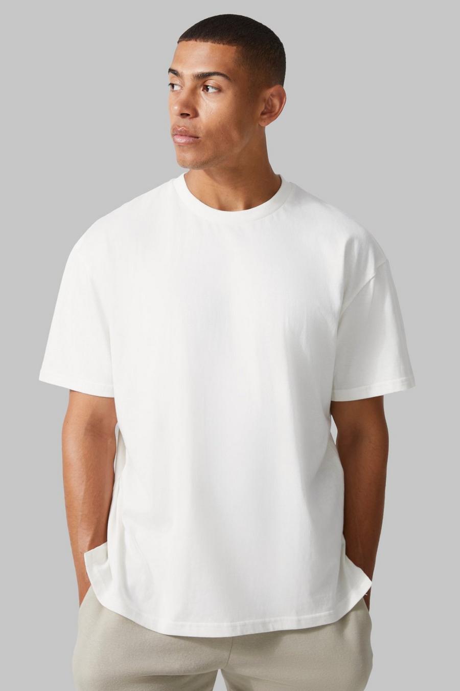 GŁADKI T-SHIRT OVERSIZE ECRU BASIC