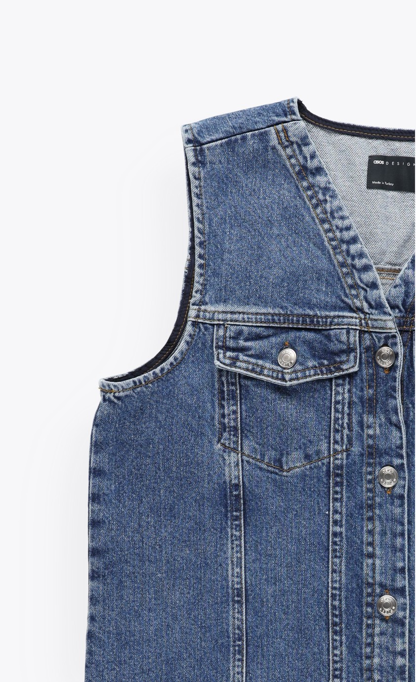 mini sukienka bez rękawów jeans v-neck guziki