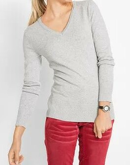 SWETER DAMSKI V-DEKOLT BAWEŁNIANY