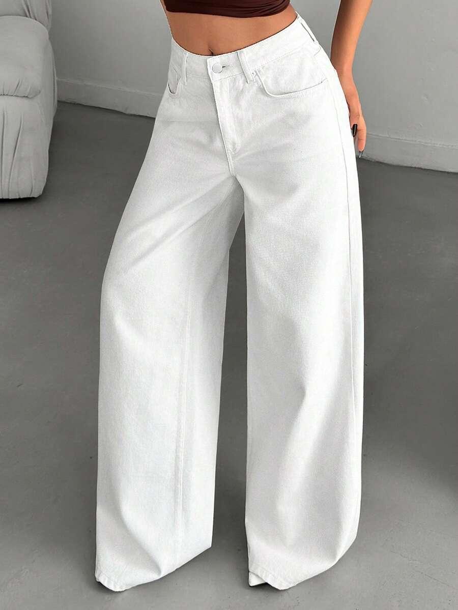 BIAŁE SPODNIE JEANS