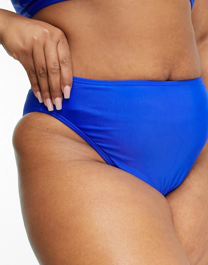 kobaltowy dół od bikini z wysokim stanem