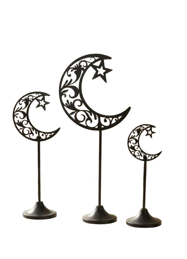 czarna dekoracja MOTYW KSIĘŻYCA GWIAZDY 3-pack