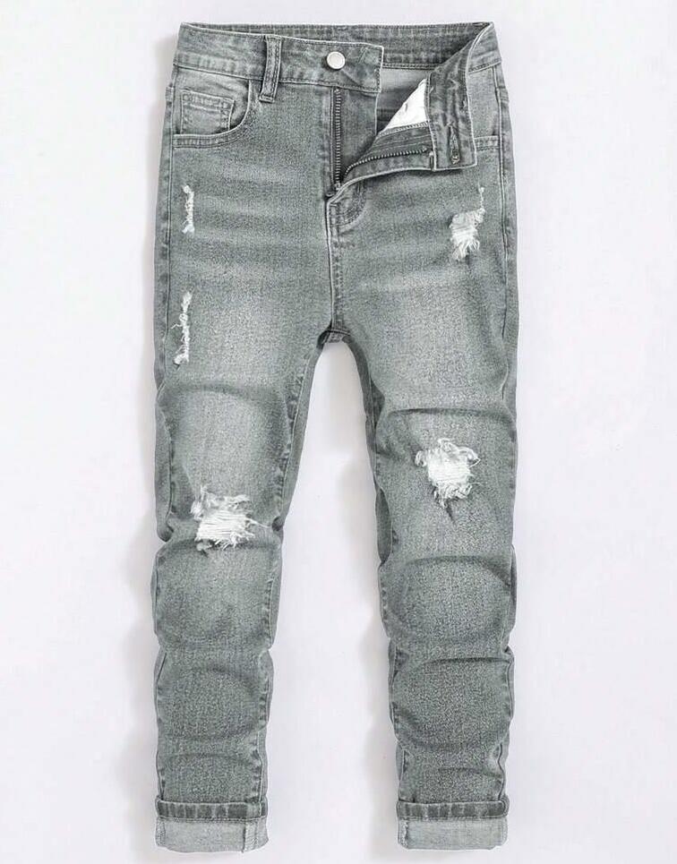 szare spodnie ripped jeans