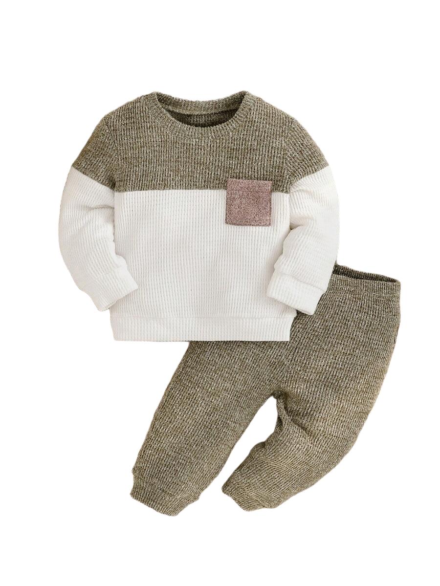 SWETER SPODNIE KOMPLET DZIANINOWY