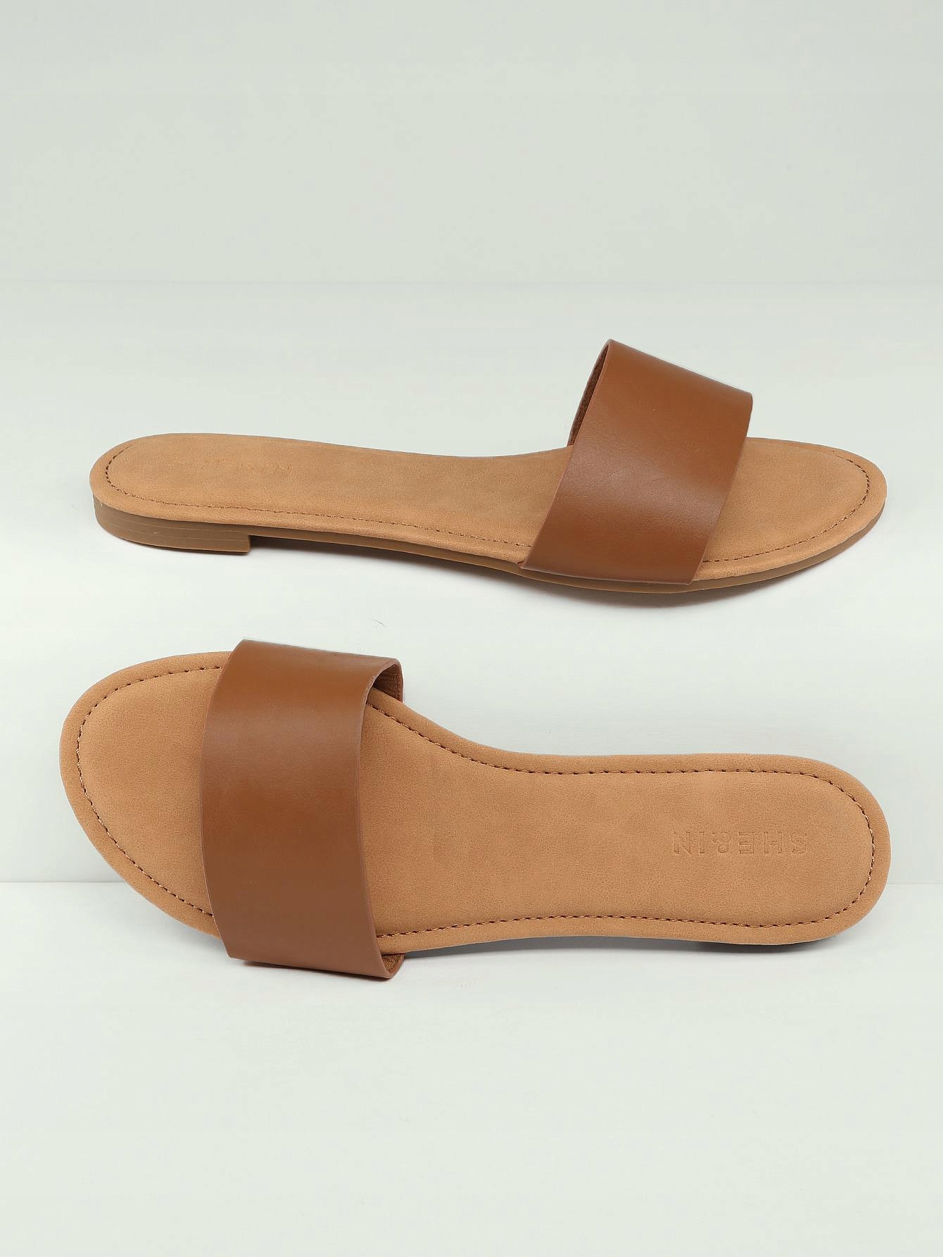 brązowe klapki casual 