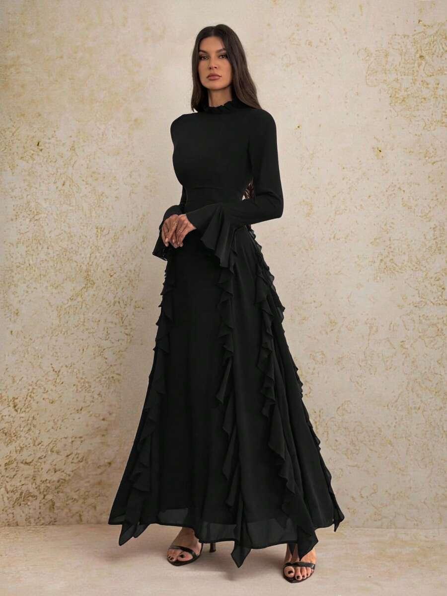 CZARNA MAXI SUKIENKA 
