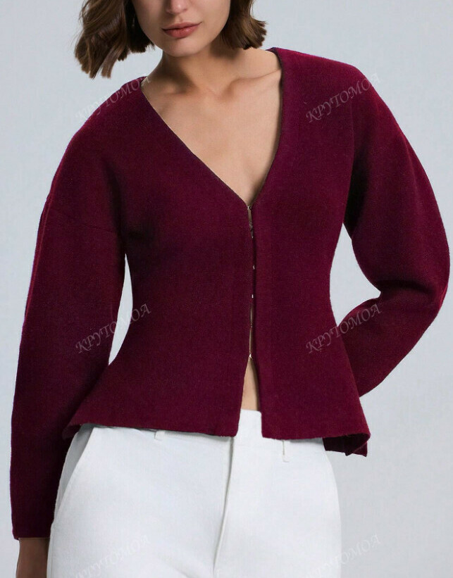 BORDOWY SWETER V-NECK