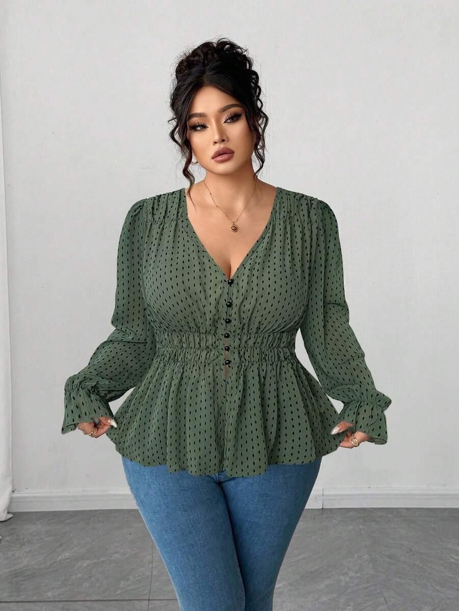 ZIELONA BLUZKA V-NECK