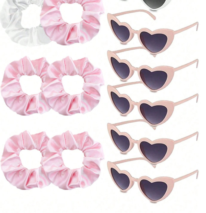RÓŻOWE OKULARY GUMKA DO WŁOSÓW ZESTAW 10-PACK