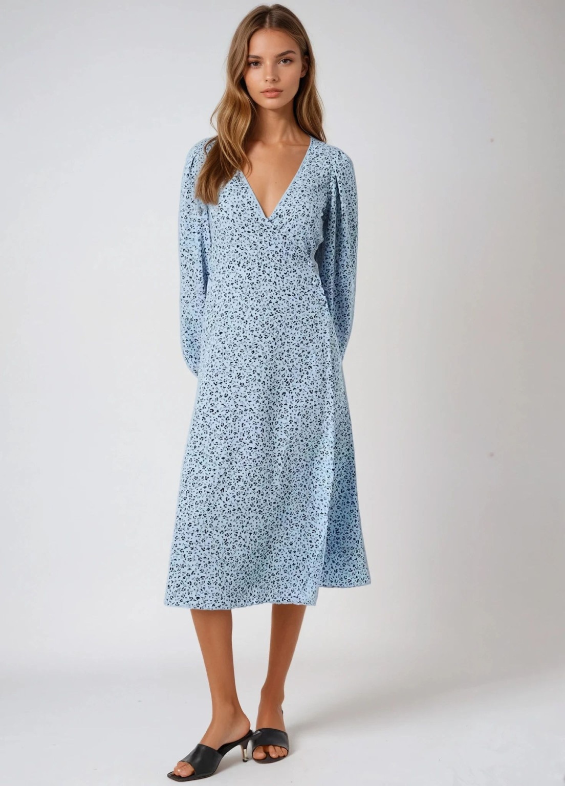 NIEBIESKA MIDI SUKIENKA PRINT