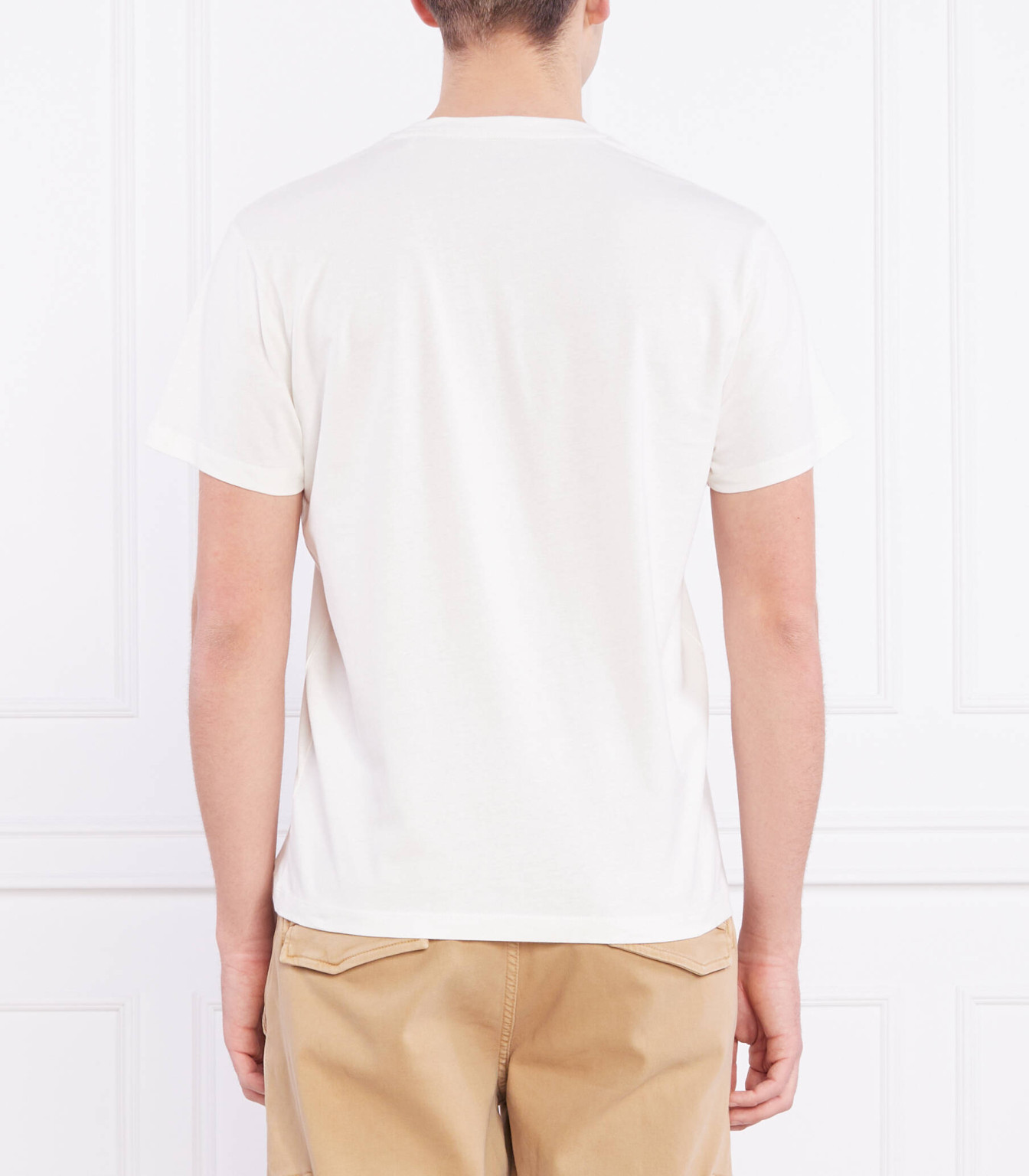 biały t-shirt regular okrągły dekolt logo nadruk basic