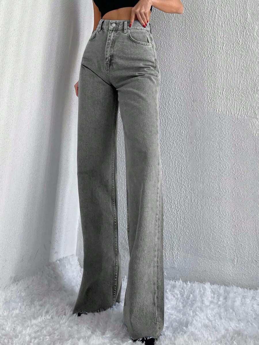 SPODNIE JEANS PROSTA NOGWAKA WYSOKI STAN 