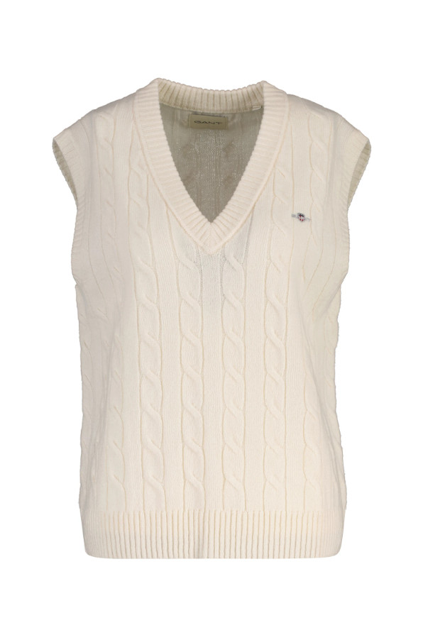 kremowa kamizelka v-neck logo dzianina