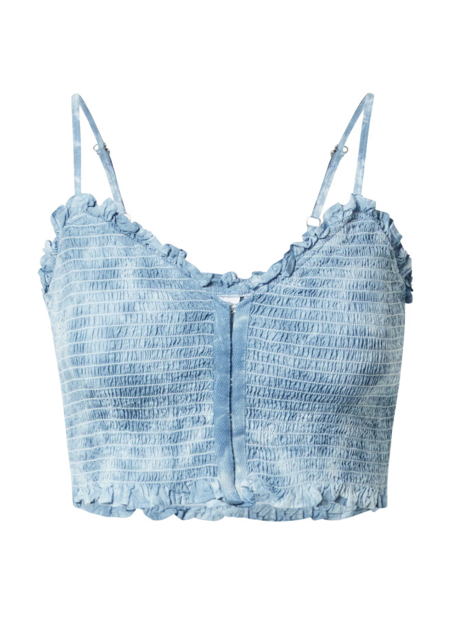 NIEBIESKI CROP TOP MARSZCZENIA
