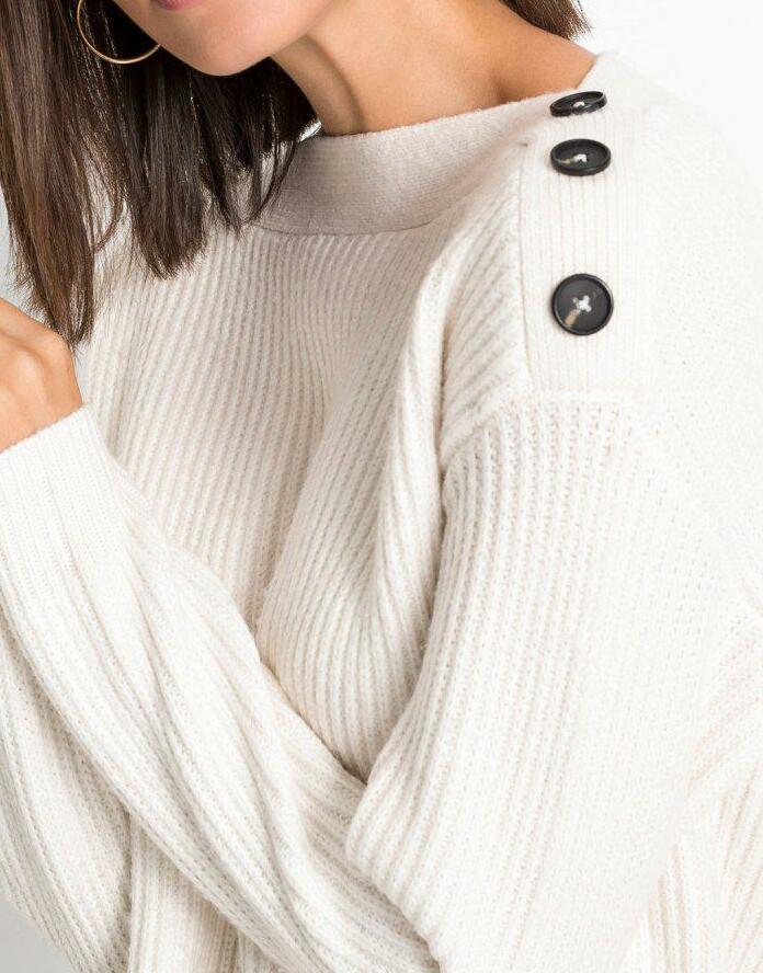 SWETER DAMSKI ŁÓDKA LUŹNY DŁUGI RĘKAW