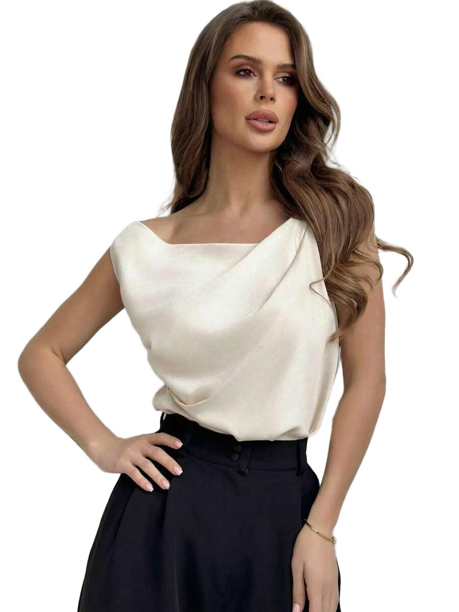 ELEGANCKA BLUZKA Z ASYMETRYCZNYM DEKOLTEM 