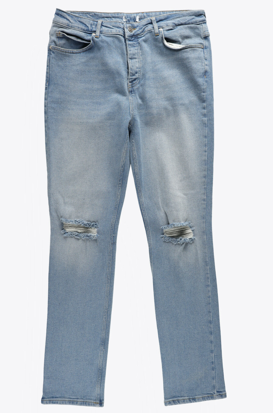 spodnie ripped jeans guziki przetarcia dziury
