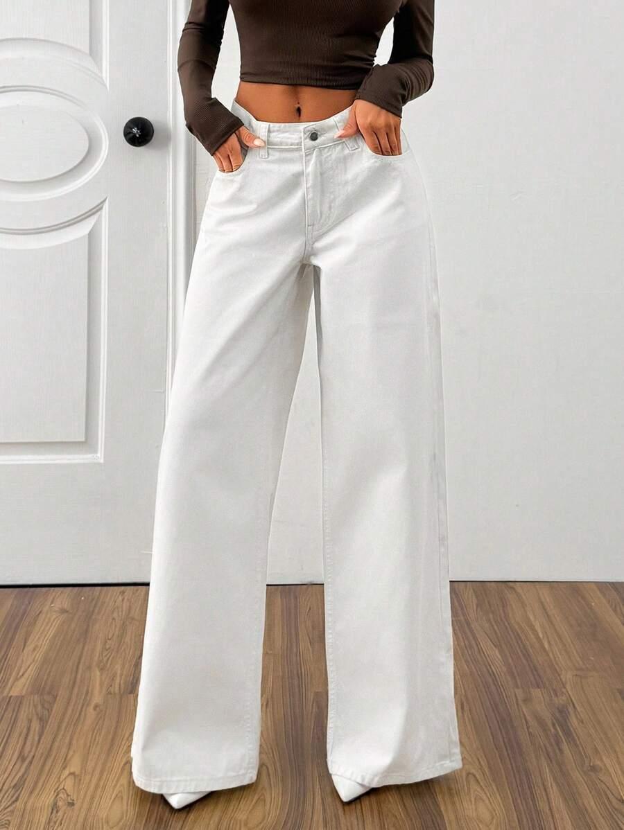 BIAŁE SPODNIE JEANS
