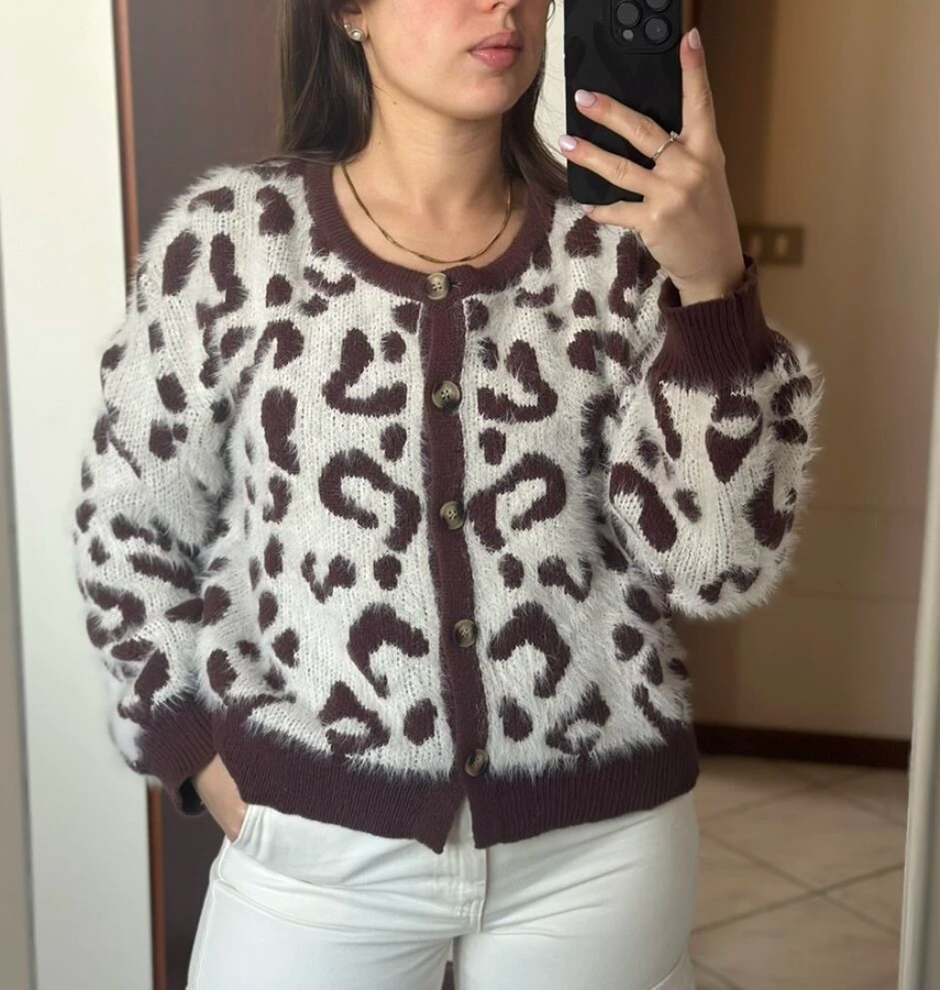 ROZPINANY SWETER ANIMAL PRINT