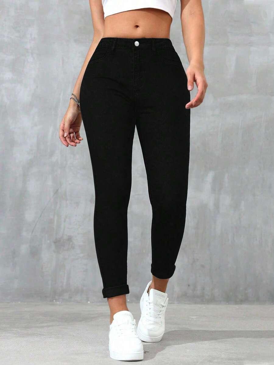 CZARNE SPODNIE JEANS