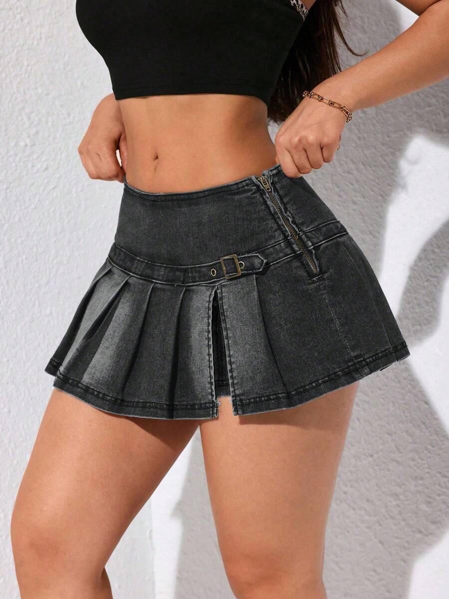 CZARNE SPÓDNICO-SPODENKI JEANS