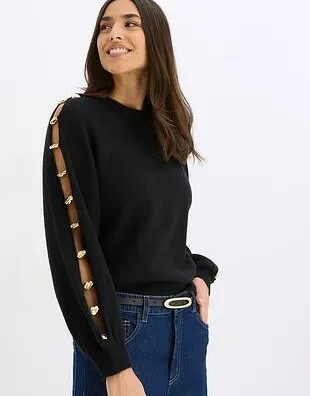 czarny sweter guziki 