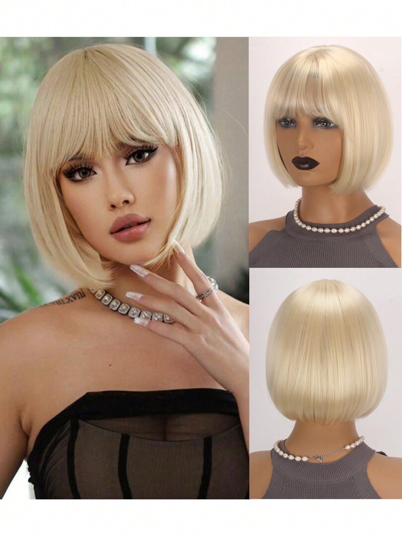 blond peruka grzywka
