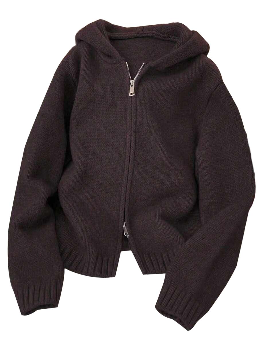 SWETER DAMSKI ROZPINANY Z KAPTUREM OKRĄGŁY DEKOLT