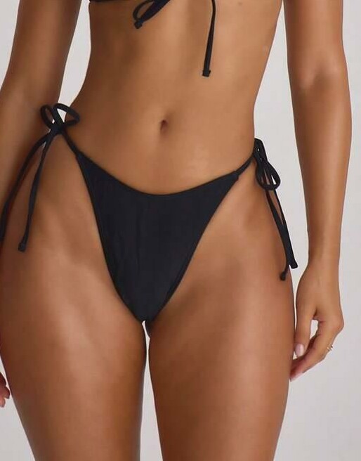 CZARNY DÓŁ OD BIKINI WIĄZANIE