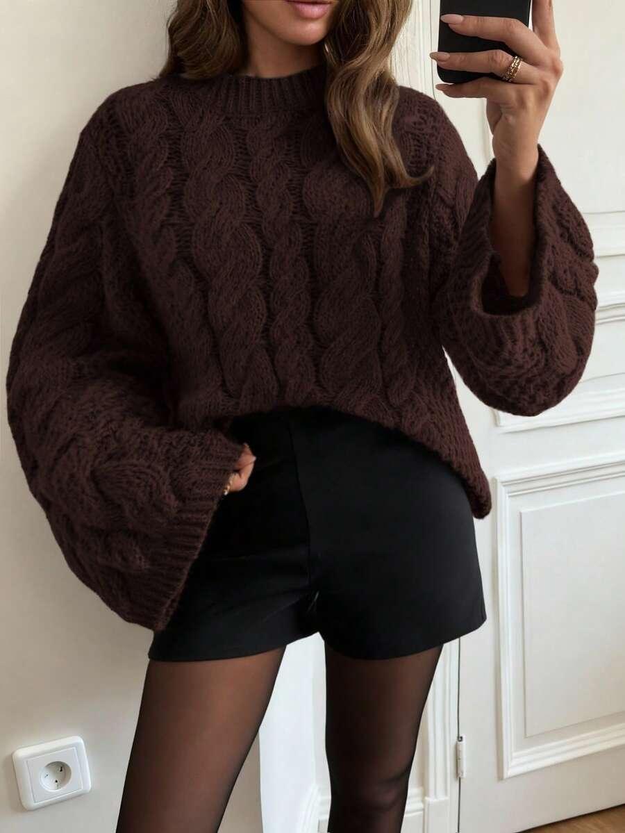 BRĄZOWY SWETER OVERSIZE