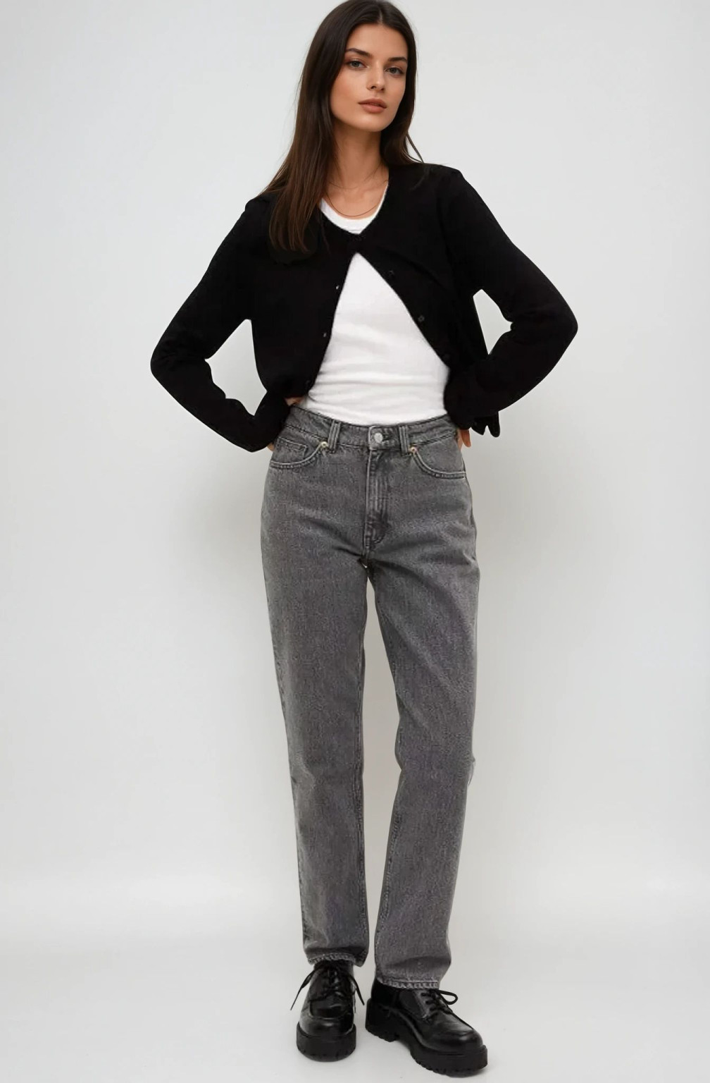 SZARE SPODNIE JEANS
