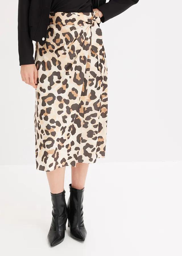 kopertowa midi spódnica animal print 