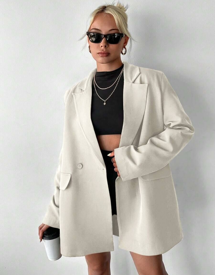 BEŻOWA MARYNARKA oversize GUZIKI