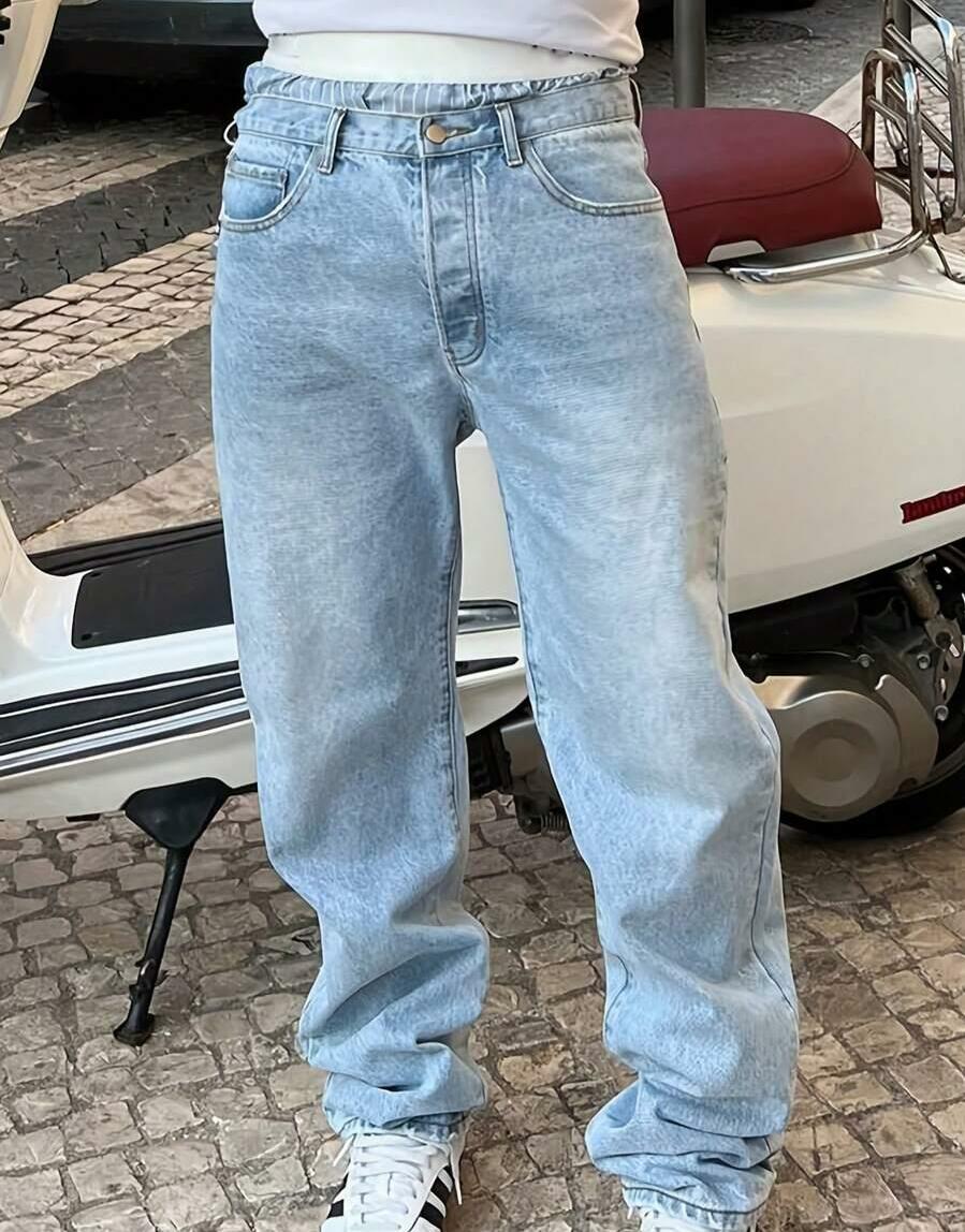 NIEBIESKIE PROSTE JEANSY