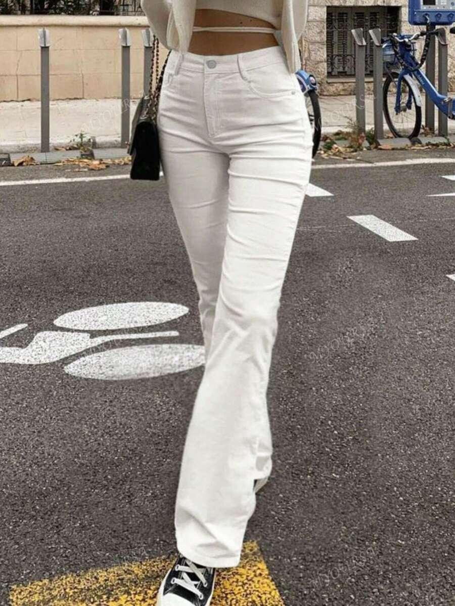 BIAŁE JEANSY WYSOKI STAN 